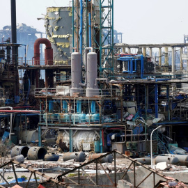 Las instalaciones dañadas tras una explosión en una planta de pesticidas en la provincia china de Jiangsu. REUTERS