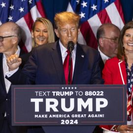 Donald Trump se dirige a sus seguidores este pasado fin de semana tras ganar las elecciones primarias de Carolina del Sur. - Jim Lo Scalzo | EFE | EPA