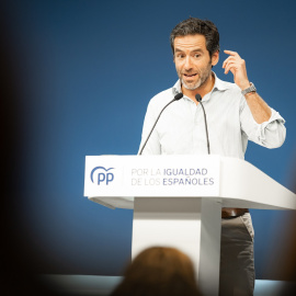 El portavoz del PP, Borja Sémper, en una rueda de prensa en la sede del partido, en la madrileña calle de Génova. EUROPA PRESS/Diego Radamés