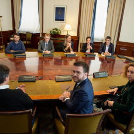  El presidente de la Generalitat ha visitado el Congreso de los Diputados para reunirse con los representantes de los partidos que han denunciado haber sido víctimas de ‘espionaje político’ a través del sistema de ciberespionaje Pegasus.- Jesús He
