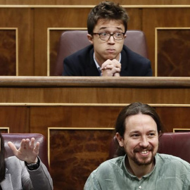 Errejón, Montero e Iglesias, en el Congreso este miércoles. EFE/Mariscal