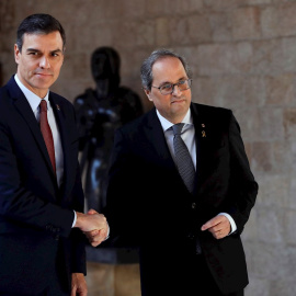 Pedro Sánchez y Quim Torra, en Barcelona. / EFE