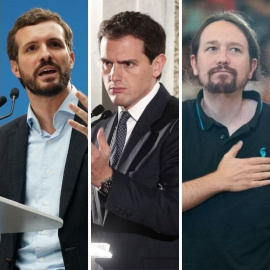  Pedro Sánchez, Pablo Casado, Albert Rivera, Pablo Iglesias y Santiago Abascal. E.P.