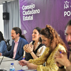 Ione Belarra, Pablo Iglesias, Irene Montero, Noelia Vera y Alberto Rodríguez en el Consejo Ciudadano Estatal de Podemos./ Daniel Gago - Podemos