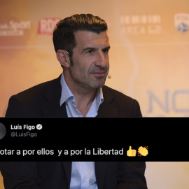 Luis Figo celebra la convocatoria electoral en la Comunidad de Madrid. — EUROPA PRESS