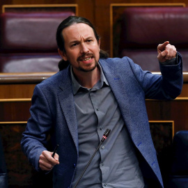 21/05/2020.- El vicepresidente tercero del Gobierno, Pablo Iglesias, interviene durante el pleno del Congreso este miércoles. EFE/Kiko Huesca