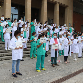 La protesta dels treballadors de l'Hospital Trueta. GERARD VILÀ / ACN