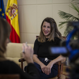 La ministra Yolanda Díaz responde a las preguntas de Ana Pardo de Vera. JAIRO VARGAS​