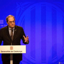 El presidente de la Generalitat, Quim Torra, durante una rueda de prensa. EFE