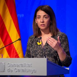 La consellera de la Presidència, Meritxell Budó, en la roda de premsa posterior al consell executiu. EUROPA PRESS.