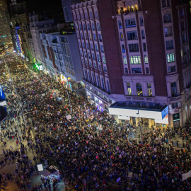 Vista de la manifestación del 8M en la Gran Vía de Madrid.- JAIRO VARGAS