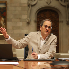 Pla mitjà del president de la Generalitat, Quim Torra, durant la reunió de presidents autonòmics del 7 de juny del 2020. (Horitzontal). Generalitat de Catalunya | ACN