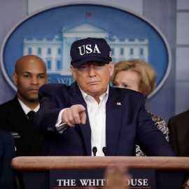 El presidente de EEUU, Donald Trump, durante una rueda de prensa. REUTERS