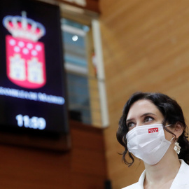  La presidenta en funciones y candidata a la Presidencia de la Comunidad de Madrid, Isabel Díaz Ayuso, se dispone a exponer su programa.- EFE