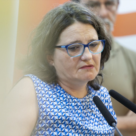 La hasta ahora vicepresidenta de la Generalitat valenciana y portavoz del Consell, Mónica Oltra, comparece para anunciar su dimisión antes de la reunión de la Ejecutiva de Compromís, a 21 de junio de 2022, en Valencia, Comunidad Valenciana (España). 
