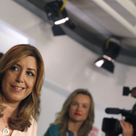 La presidenta de la Junta de Andalucía, Susana Díaz, comparece en Ferraz tras conocer los resultados de las primarias para la Secretaría General del PSOE.EFE/Javier Lizón