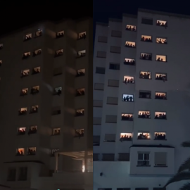 Imagen combinada del Colegio Mayor Elías Ahuja, donde jóvenes proclaman gritos machistas. — TIKTOK
