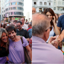 Yolanda Díaz e Irene Montero, en la concentración en apoyo de Jenni Hermoso y el resto de las jugadoras de la selección femenina de fútbol, en la madrileña Plaza del Callao. REUTERS/EFE