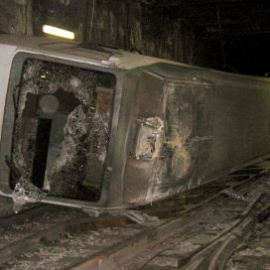 Vagón del metro accidentado en Valencia en 2006
