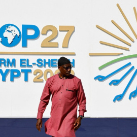  Vista general del cartel de la COP27 en el centro Internacional de Convenciones de Sharm El Sheikh. -Thaier Al-Sudani / REUTERS