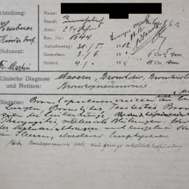 Informe de la autopsia del caso de sarampión de 1912 archivado por el Museo de Historia Médica de Berlín. / Navena Widulin/Berlin Museum of Medical History at the Charité