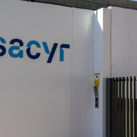 El logo de Sacyr en su sede en Madrid. E.P.