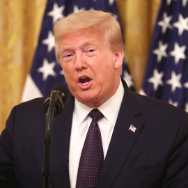 18/06/2020.- El presidente de Estados Unidos, Donald Trump, fue registrado este miércoles, durante un intervención, en la Casa Blanca en Washington DC (EE.UU.) EFE/Michael Reynolds/Archivo