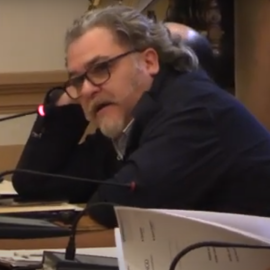 Captura de pantalla de Fran Gárate, exedil del PP, durante un pleno en Durango (Bixkaia).