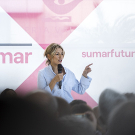 La vicepresidenta segunda del Gobierno y ministra de Trabajo y Economía Social, Yolanda Díaz, interviene durante la presentación de su proyecto 'Sumar'. -Jorge Gil / Europa Press