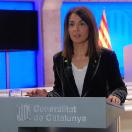 La consellera de Presidència, Meritxell Budó, durant una roda de premsa del 6 d'abril de 2020. ACN/Generalitat de Catalunya