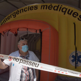 Vista de los albergues y pabellones deportivos para alojar a los temporeros en la localidad de Torres de Segre en Lleida. EFE