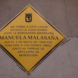 Placa de la calle Manuela Malasaña de Madrid.
