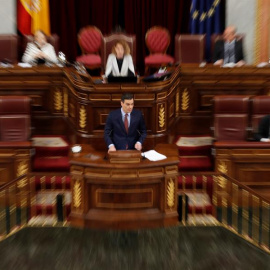 El presidente del Gobierno, Pedro Sánchez durante su intervención en el pleno del Congreso este miércoles. /EFE