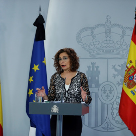 La ministra de Hacienda y portavoz del Gobierno, María Jesús Montero, durante la rueda de prensa tras el Consejo de Ministros. E.P./Pool
