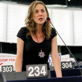 Marina Albiol durante una de sus intervenciones en el Parlamento Europeo. - IZQUIERDA UNIDA