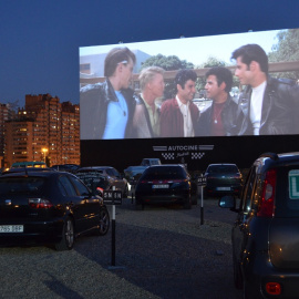 Los Autocines Madrid Race, durante la proyección de 'Grease'. JOSE CARMONA.