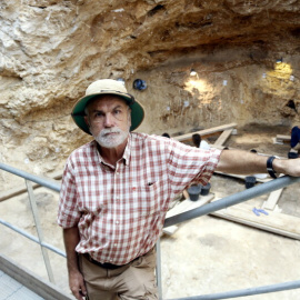 Eudald Carbonell, en una imatge d'arxiu a l'excavació arqueològica a l'Abric Romaní de Capellades