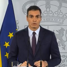 El presidente del Gobierno, Pedro Sánchez, durante la rueda de prensa.