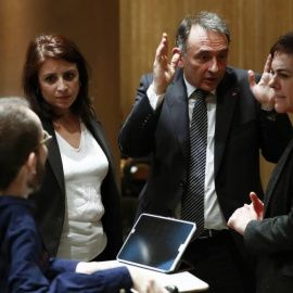 Els portaveus d'Unidas Podemos, PSOE i Bildu a la comissió de reconstrucció. / EUROPA PRESS