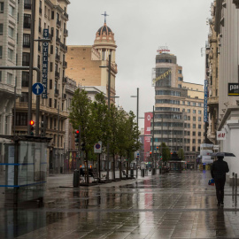 La Gran Vía de Madrid, desierta durante el estado de alarma decretado por el coronovirus, el 31 de marzo de 2020.-JAIRO VARGAS