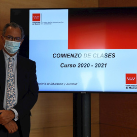 El consejero de Educación y Juventud de la Comunidad de Madrid, Enrique Ossorio, da a conocer en rueda de prensa las medidas que adoptará la Comunidad de Madrid para garantizar la seguridad de la toda comunidad educativa a partir de próximo curso escol