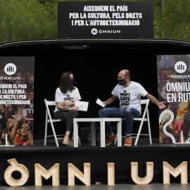 El portaveu d'Òmnium Cultural, Marcel Mauri, durant la presentació de la iniciativa. TWITTER