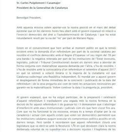 Imagen de la carta enviada por la CUP.EUROPA PRESS