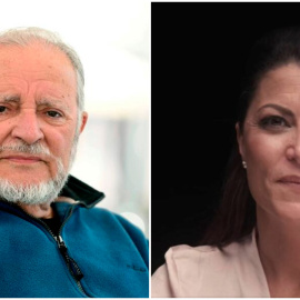  Julio Anguita, en una imagen de EFE y Macarena Olona, durante su entrevista en Salvados