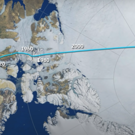 Recorrido del polo Norte magnético desde 1840. /ESA