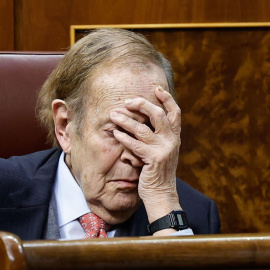  El profesor Ramón Tamames durante la segunda y última jornada del debate de la moción de censura que impulsa Vox.- EFE