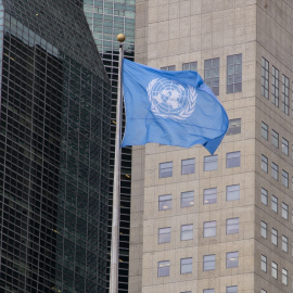 Bandera de las Naciones Unidas (ONU), a 19 de septiembre de 2022, en Nueva York (EEUU). Foto: NICOLAS MAETERLINCK / BELGA PRESS / CONTACTOPHOTO