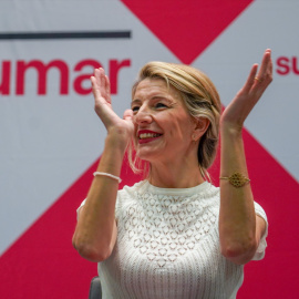 La vicepresidenta segunda del Gobierno y ministra de Trabajo y Economía Social, Yolanda Díaz, durante acto de escucha de su proyecto Sumar en Andalucía a 19 de marzo del 2023 en Sevilla (Andalucía). Foto: Eduardo Briones / Europa Press