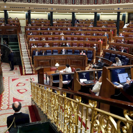 El ministro de Sanidad, Salvador Illa, al inicio de su intervención en el Congreso que este jueves debate y vota la prórroga del estado de alarma durante seis meses.