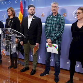 Néstor Rego (BNG), Laura Borràs (JxCat), Gabriel Rufián (ERC), Oskar Matute (Bildu) y Mireia Vehí (CUP)